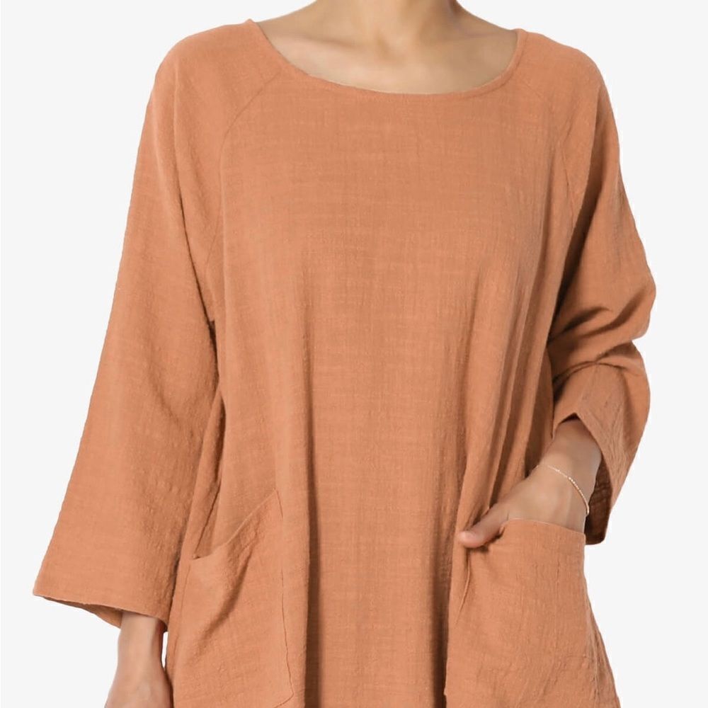 Zenna Coral Gauze High Low Hem Curvy Tunic, size 3X